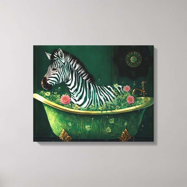 Impressão Em Tela Zebra divertida numa Banheira (Frente)