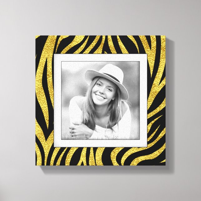 Impressão Em Tela Zebra Dourada de Foto Personalizada (Frente)