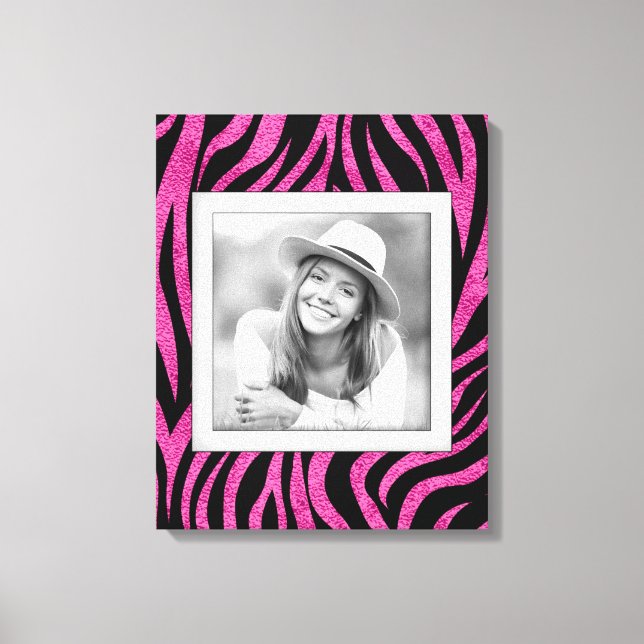 Impressão Em Tela Zebra Rosa, Foto da Família (Frente)