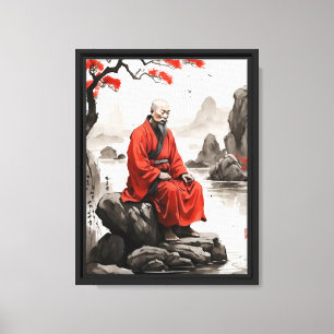 Impressão Em Tela Zen Monk em Red Robe por Tranquil River
