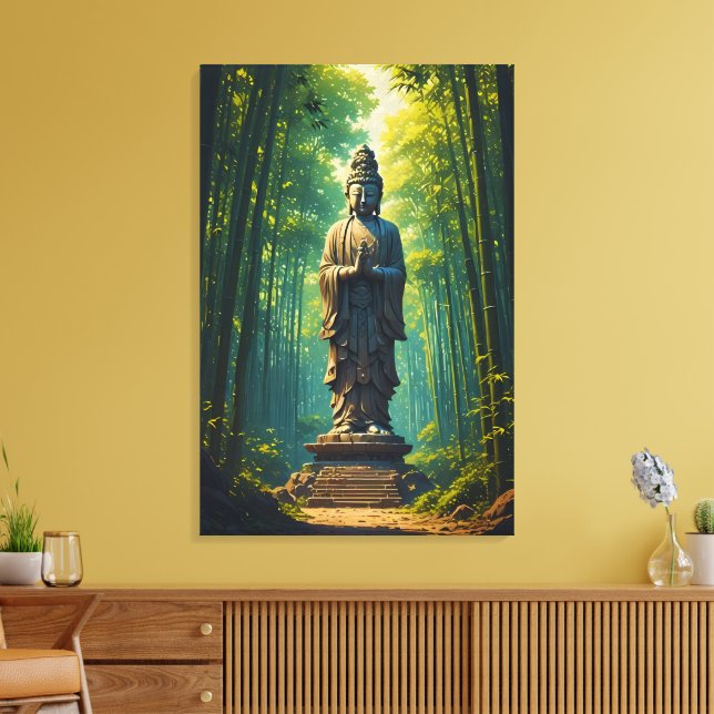 Impressão Em Tela Zen no Bosque de Bambu (Insitu(Sala de estar))