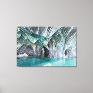 Impressão Em Tela ZENAH   Reflexões Azuis Glaciais - Mármore Abstrat
