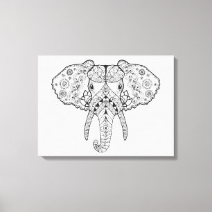 Impressão Em Tela Zentangle inspirou o elefante