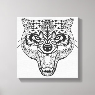 Impressão Em Tela Zentangle inspirou o lobo