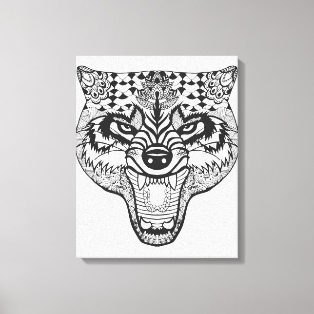 Impressão Em Tela Zentangle inspirou o lobo (Frente)