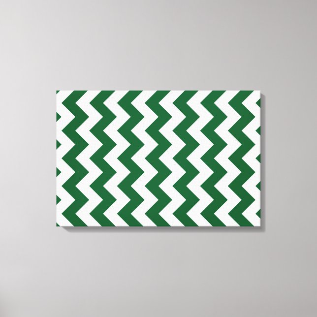 Impressão Em Tela Zigzag verde e branco (Frente)