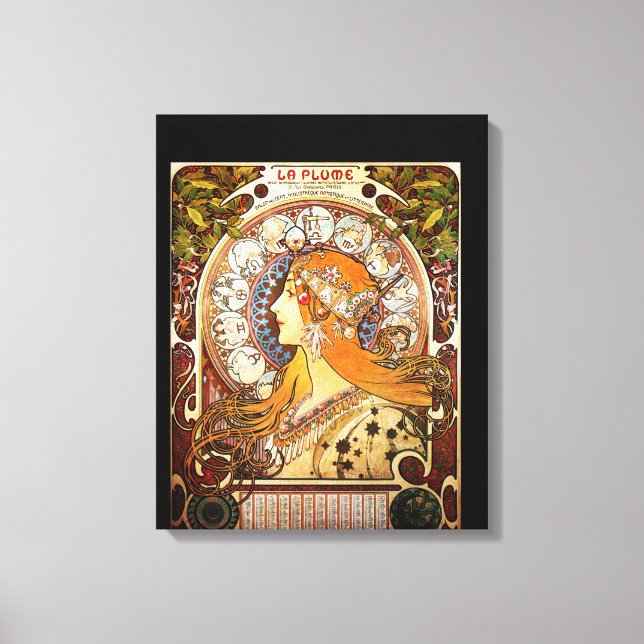 Impressão Em Tela Zodiac por Alphonse Mucha (Frente)