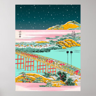 Impressão em Woodblock japonês "The Village" de Ho