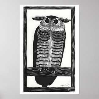 Impressão em Xilogravura de Coruja
