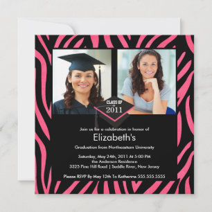 Impressão em Zebra Rosa com Convite para Graduaç