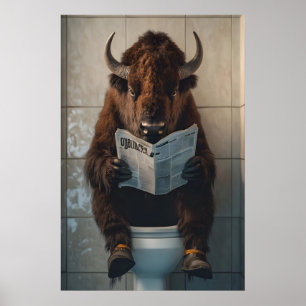 Impressão Engraçada de Banheiro com Bisonte, Arte