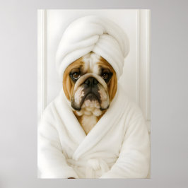 Impressão Engraçada de Banheiro com Bulldog, Bulld