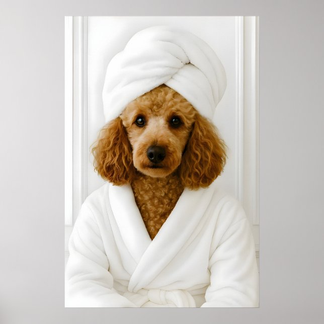 Impressão Engraçada de Banheiro de Poodle, Poodle  (Frente)