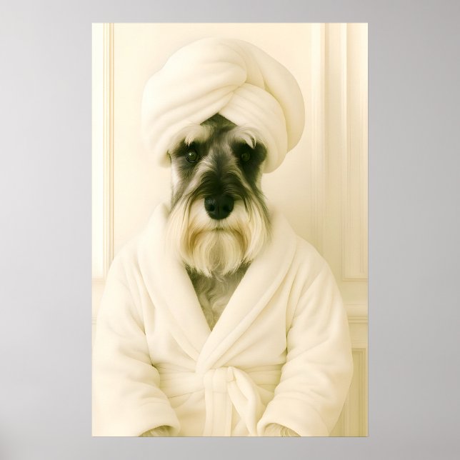 Impressão Engraçada de Banheiro de Schnauzer Minia (Frente)