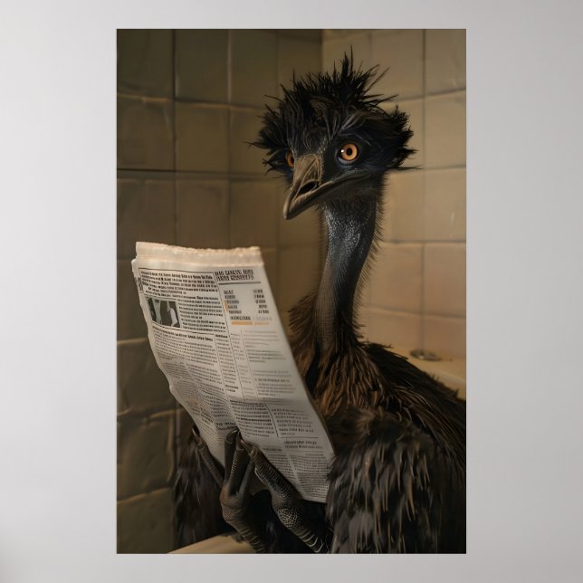 Impressão engraçada de Emu no banheiro, Animal len (Frente)