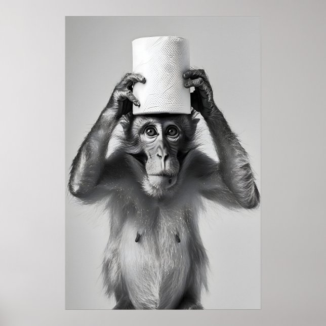 Impressão Engraçada de Macaco no Banheiro, Chapéu  (Frente)