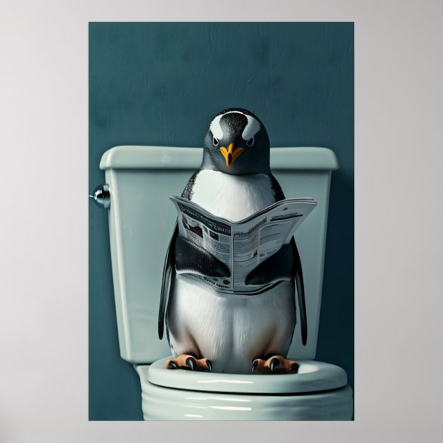 Impressão engraçada de pinguim no banheiro, arte d (Frente)