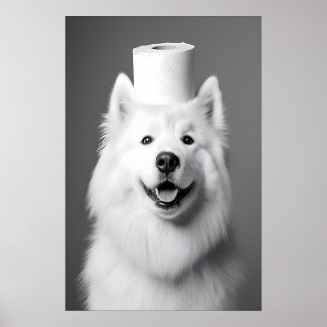 Impressão engraçada de Samoyed no banheiro, Arte d (Frente)
