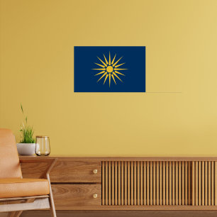 Impressão enquadrada com a Bandeira da Macedônia, 