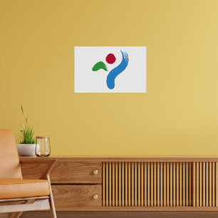 Impressão enquadrada com a bandeira de Seul