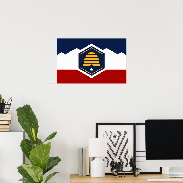 Impressão enquadrada com a bandeira de Utah, EUA (Escritório em casa)
