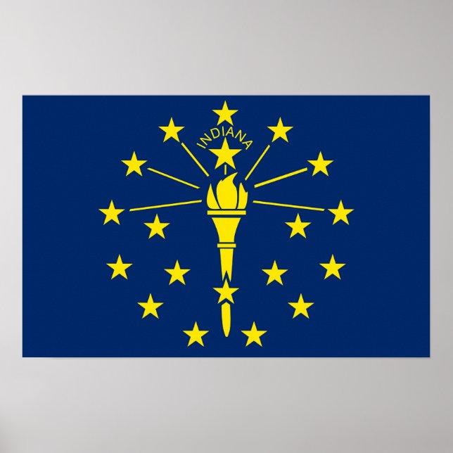 Impressão enquadrado com a bandeira de Indiana, EU (Frente)