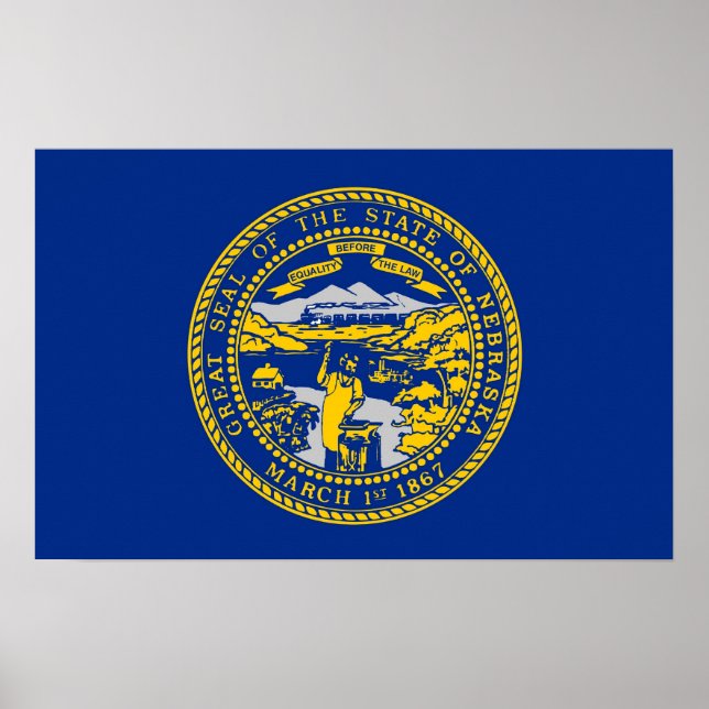 Impressão enquadrado com a bandeira de Nebraska, E (Frente)
