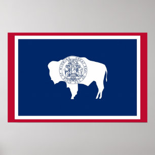 impressão enquadrado com a bandeira de Wyoming, E