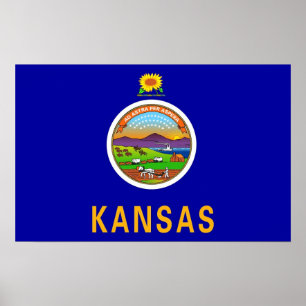 Impressão enquadrado com a bandeira do Kansas, EUA