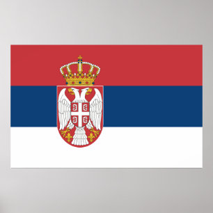 Impressão enquadrado com bandeira da Sérvia
