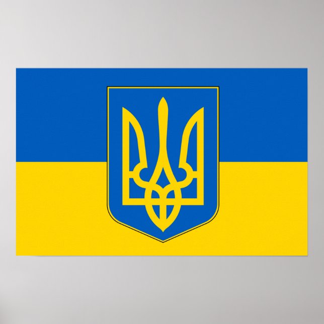 Impressão enquadrado com bandeira da Ucrânia (Frente)