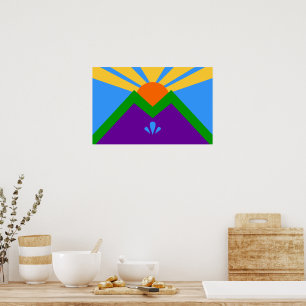 Impressão enquadrado com bandeira de Primaveras Ma