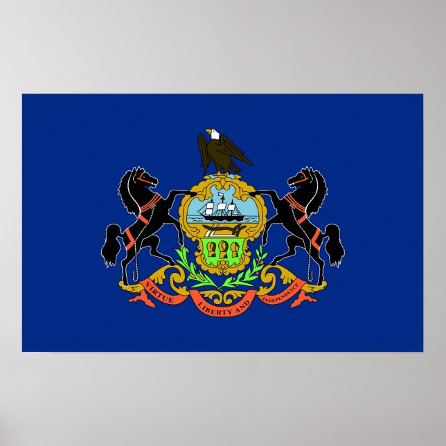 Impressão enquadrado com Flag da Pensilvânia, EUA (Frente)