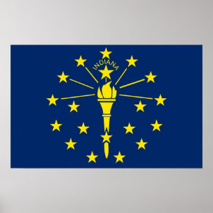 Impressão enquadrado com Flag de Indiana, EUA