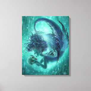 Impressão escuro das canvas da sereia - beijos do