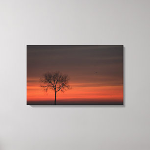 Impressão esticado árvore das canvas da silhueta