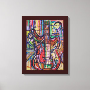 Impressão esticado das canvas da guitarra baixa