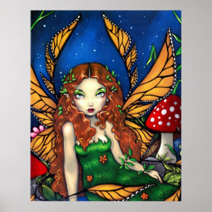 IMPRESSÃO feericamente de cabelo vermelho da ARTE