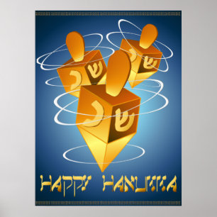 Impressão feliz de Hanukka Dreidels