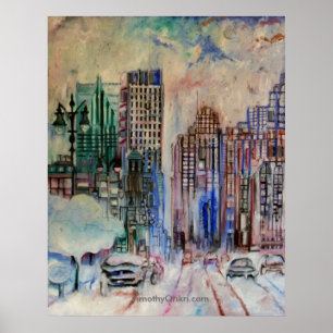Impressão feliz invernal das canvas de Detroit
