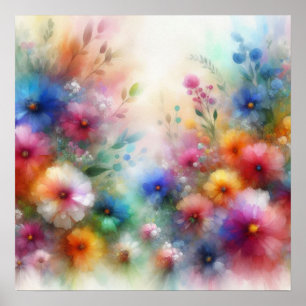 Impressão Floral Aquarela Abstrata