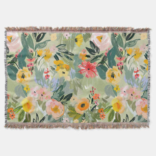 Impressão floral de cor de água, cobertor de lança