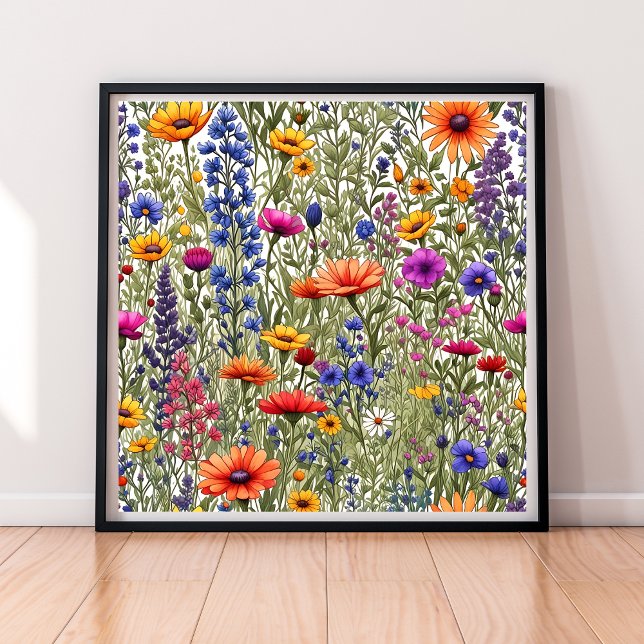 Impressão Floral de Flor Selvagem (Wildflower Floral All-Over Print Poster)