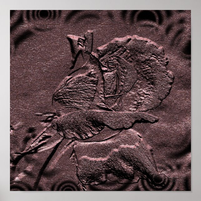 Impressão Floral de Rosebud Esculpido (Frente)