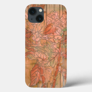 Impressão Floral Laranja Moderno em Fundo Retirad
