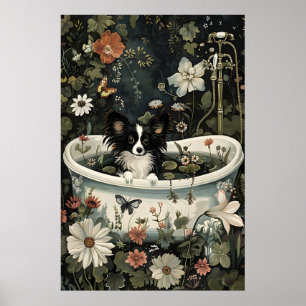Impressão Floral Preta Papillon para Banheiro, Bot