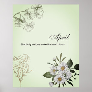 Impressão Floral Simples Alegria de Abril