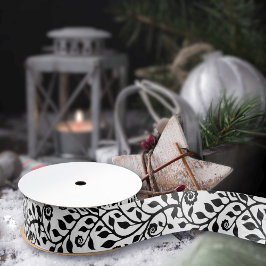 Impressão Floral Simples e Bonito Preto-Branco