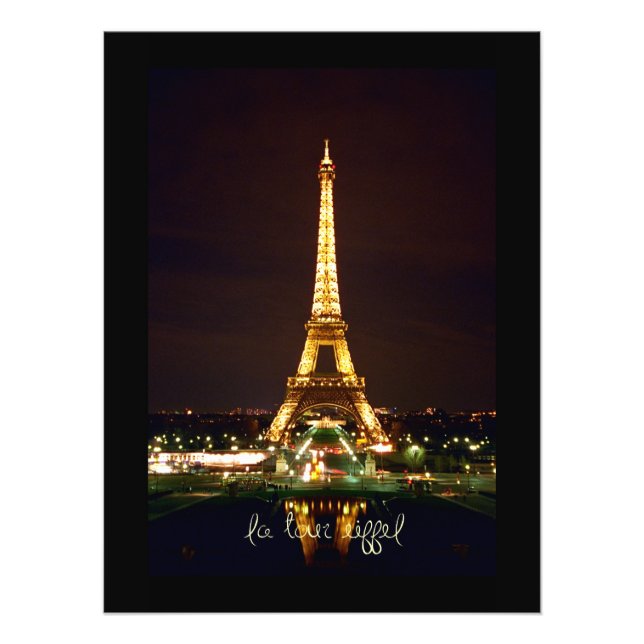 Impressão Fotográfica da Torre Eiffel à Noite (Frente)