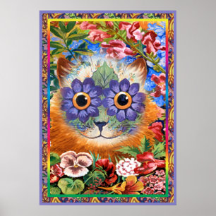 Impressão Funky do poster do gato da flor de Wain